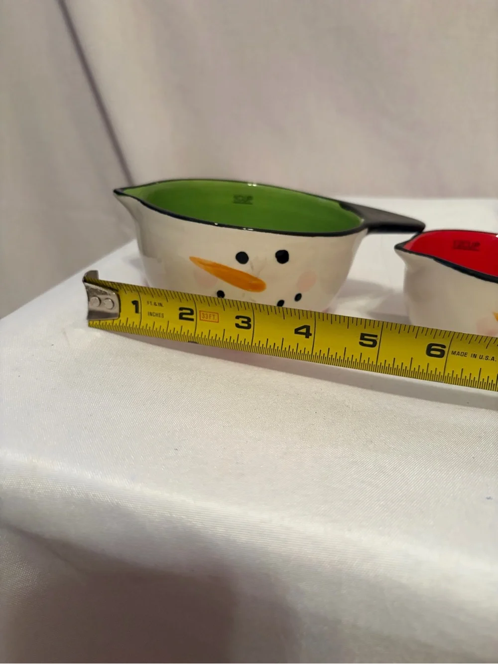 Set of 4 Snowman Measuring Cups - Festive Red & Green Interiors